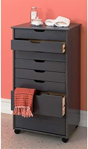 Gray Eight Drawer Wood Rolling Storage Cart T156