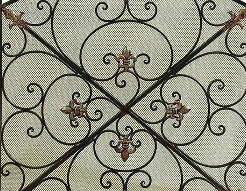 Bronze 3-Panel Metal Fire Screen E567844