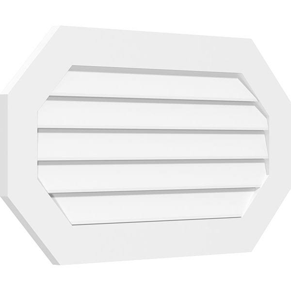 32x22W x 22x22H Horizontal Elongated Octagon Surface Mount PVC Gable Vent Q443446