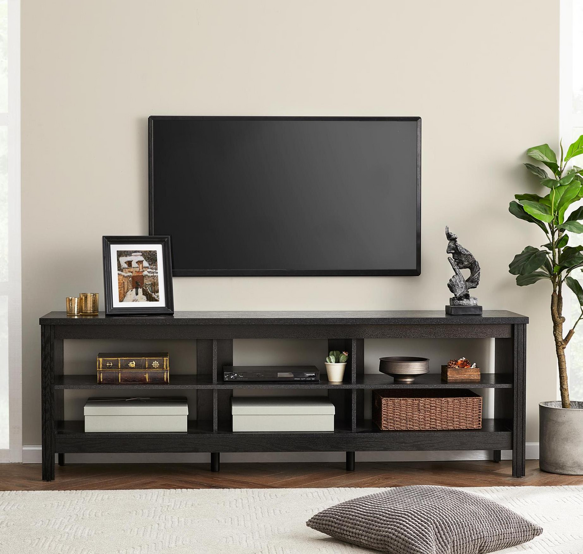 Black TV Stand with 6 Storage Y40987