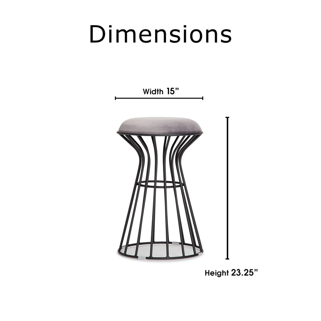 Black and Gray Velvet Vanity Stool N227