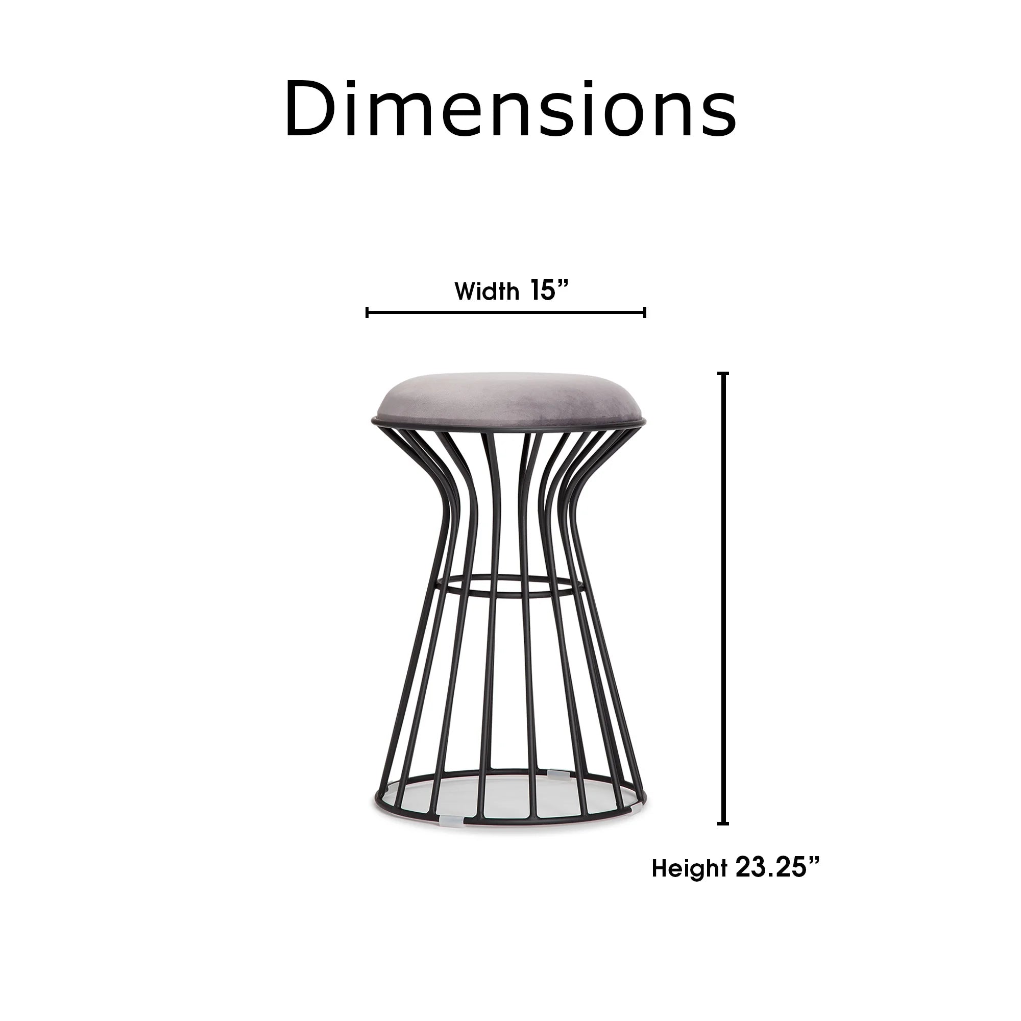 Black and Gray Velvet Vanity Stool N227