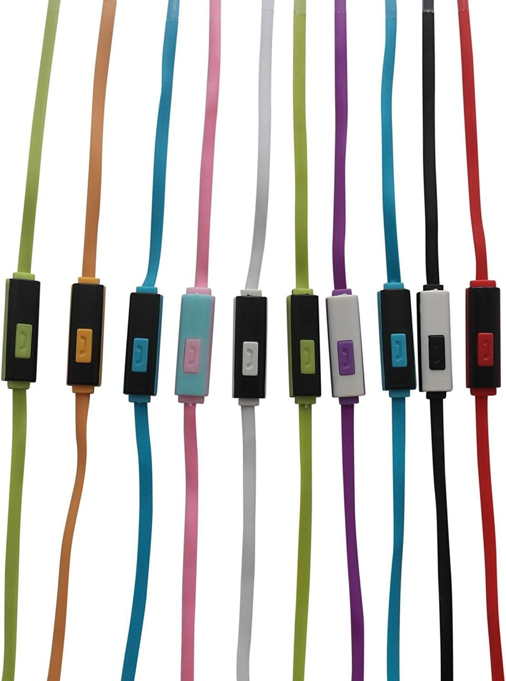 100 Pack Stereo Earbud Headphones with Mic Mixed Colors D445