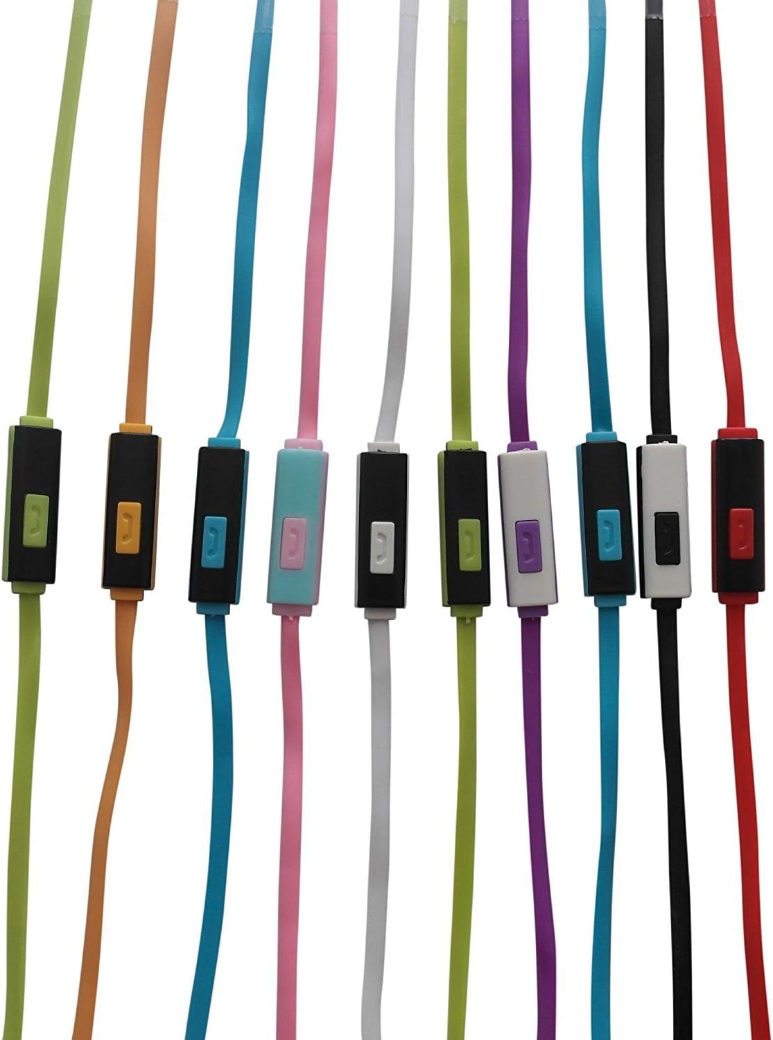 100 Pack Stereo Earbud Headphones with Mic Mixed Colors D445