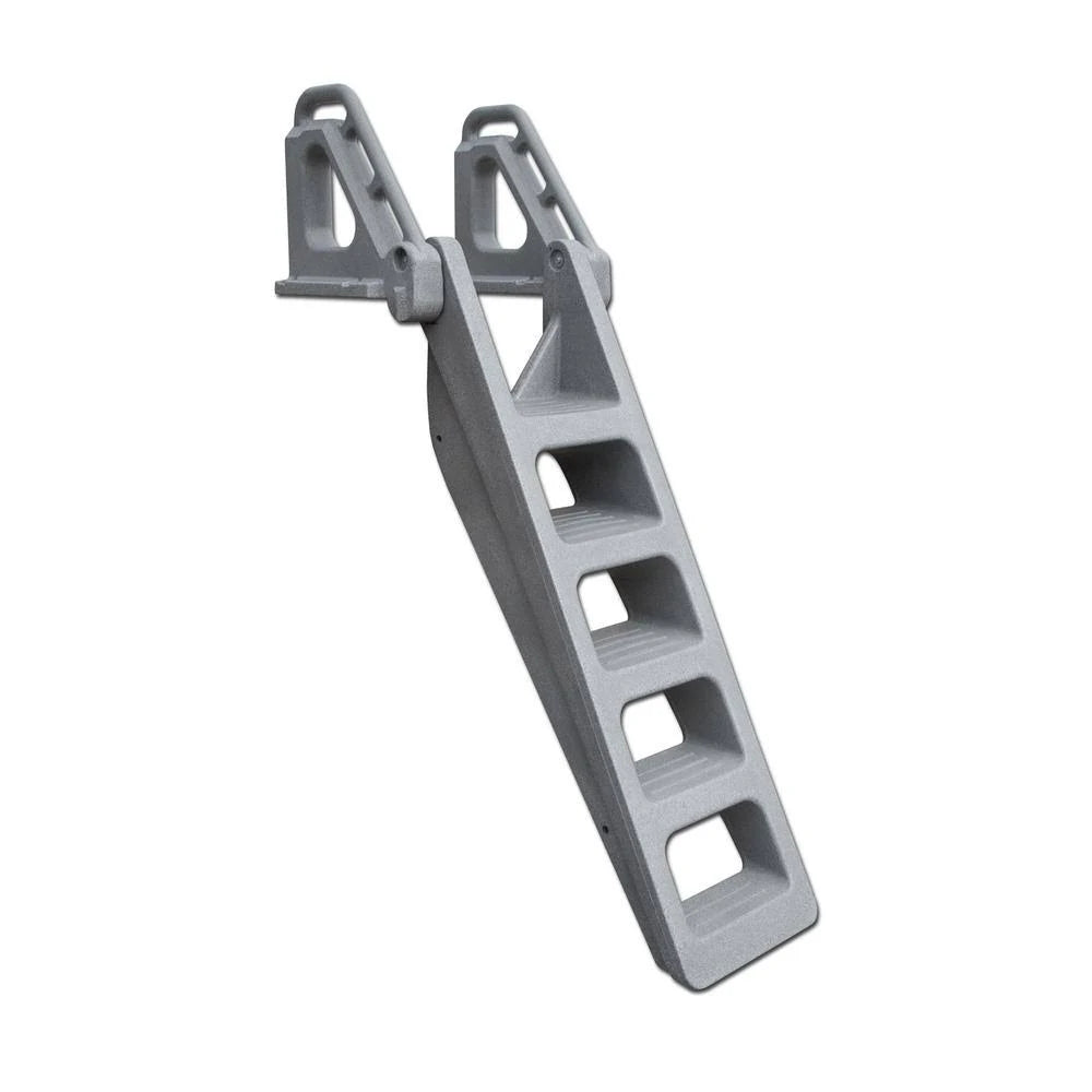 5-Step Wide Flip-Up Granite Gray Polyethylene Dock Ladder K31795