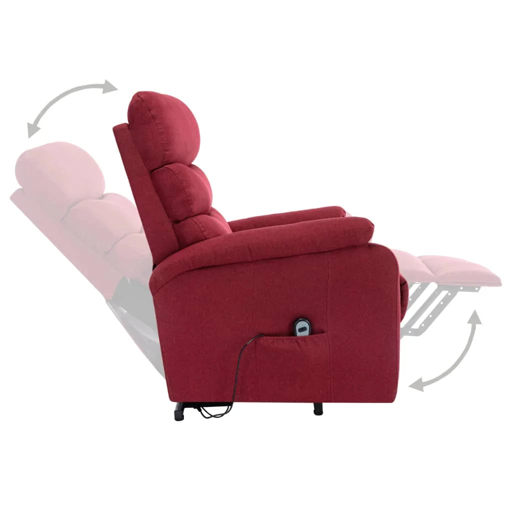 Wine Red Fabric Power Lift Massage Recliner S3833