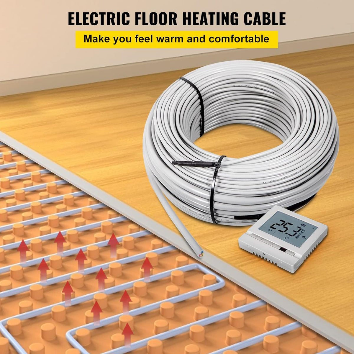 32 Square Feet Floor Heating Cable with Temperature Control Panel G65778