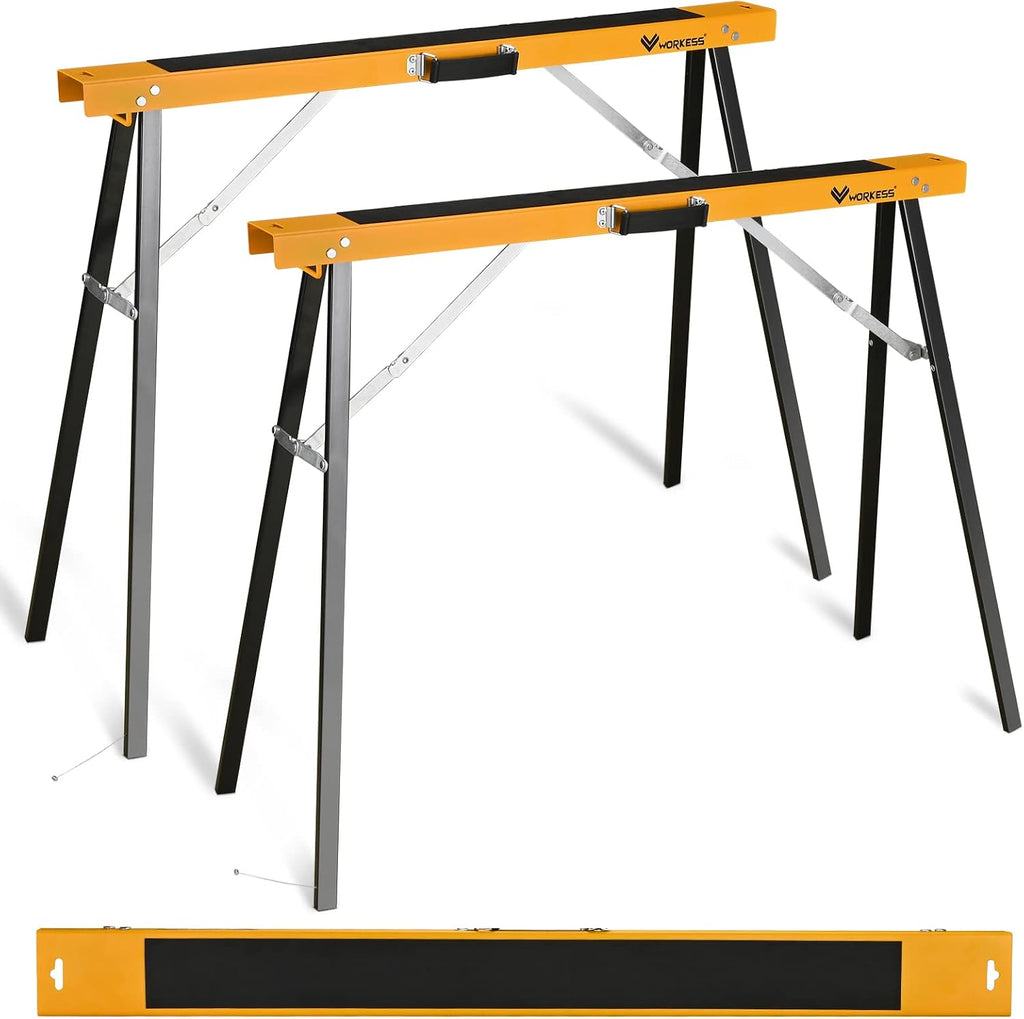 Twin Pack Portable Folding Sawhorse, 275 LBS Capacity Each X4930