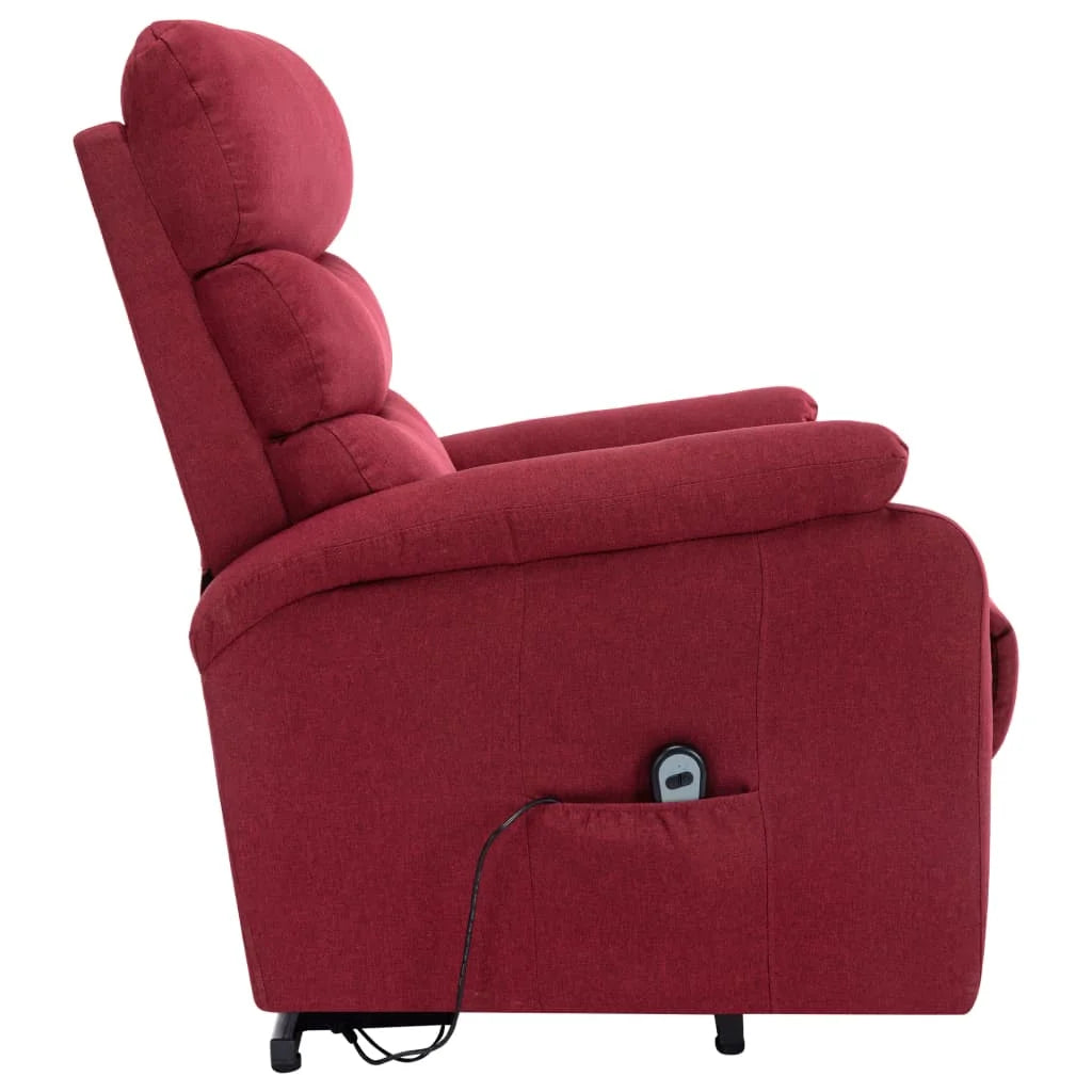 Wine Red Fabric Power Lift Massage Recliner S3833