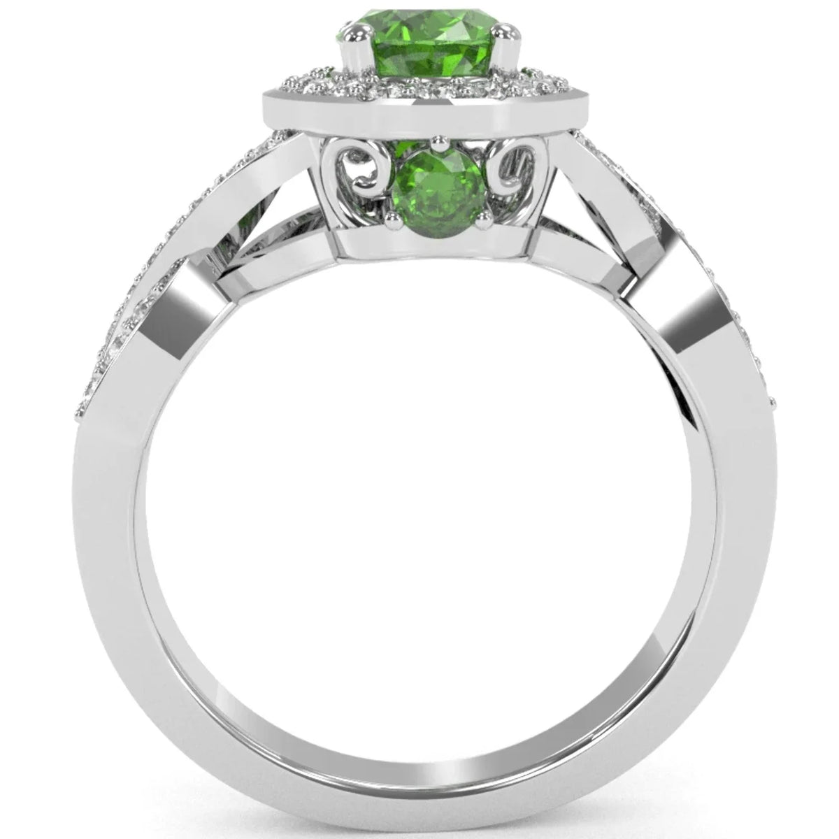14k White Gold Peridot Diamond Engagement Ring Z3256