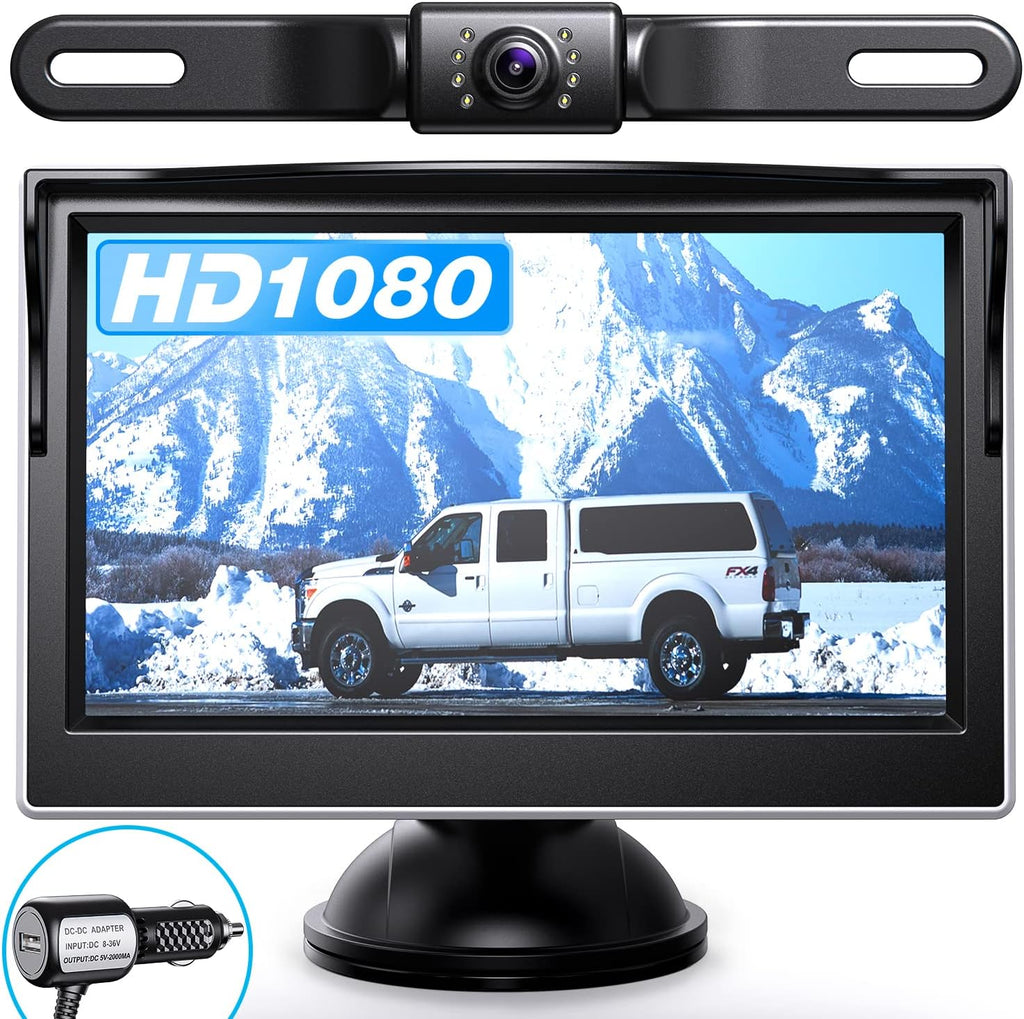Backup Camera with 5 inch Monitor License Plate Rear View Camera Pack of 2 C6251