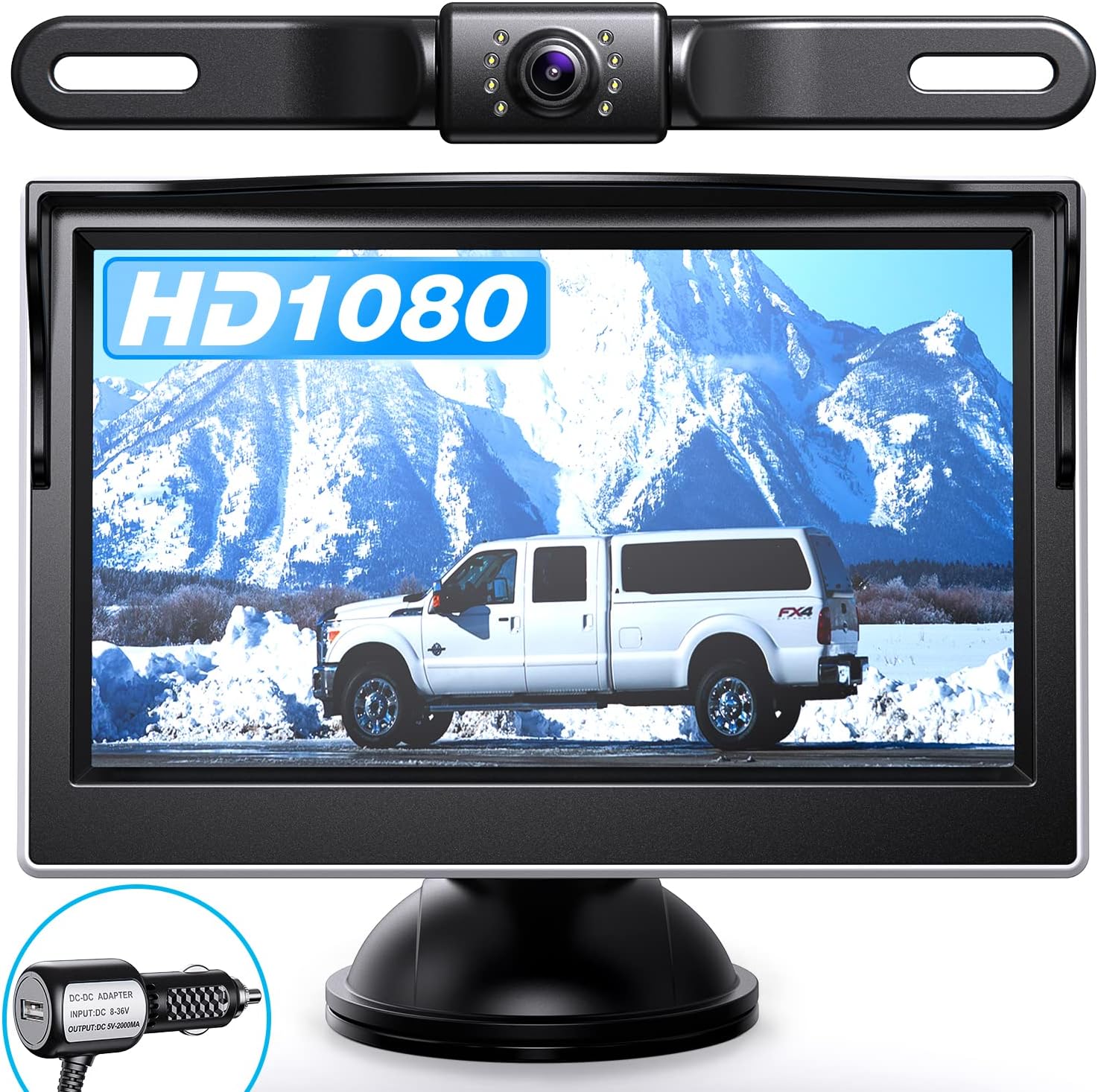 Backup Camera with 5 inch Monitor License Plate Rear View Camera Pack of 2 C6251
