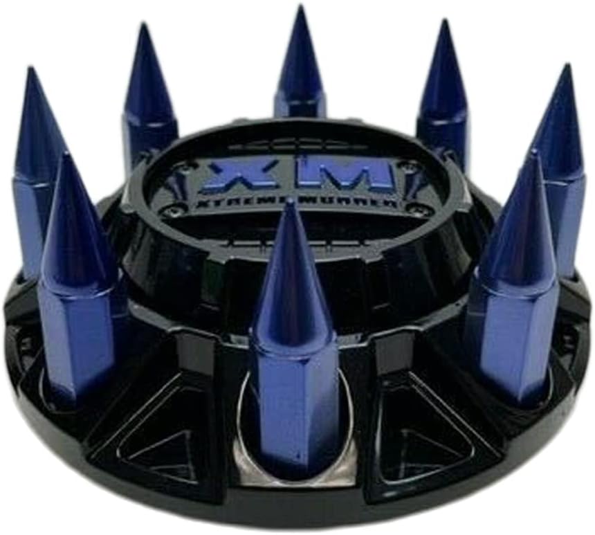 Gloss Black Blue Spikes Wheel Center Cap Pack of 2 V864581