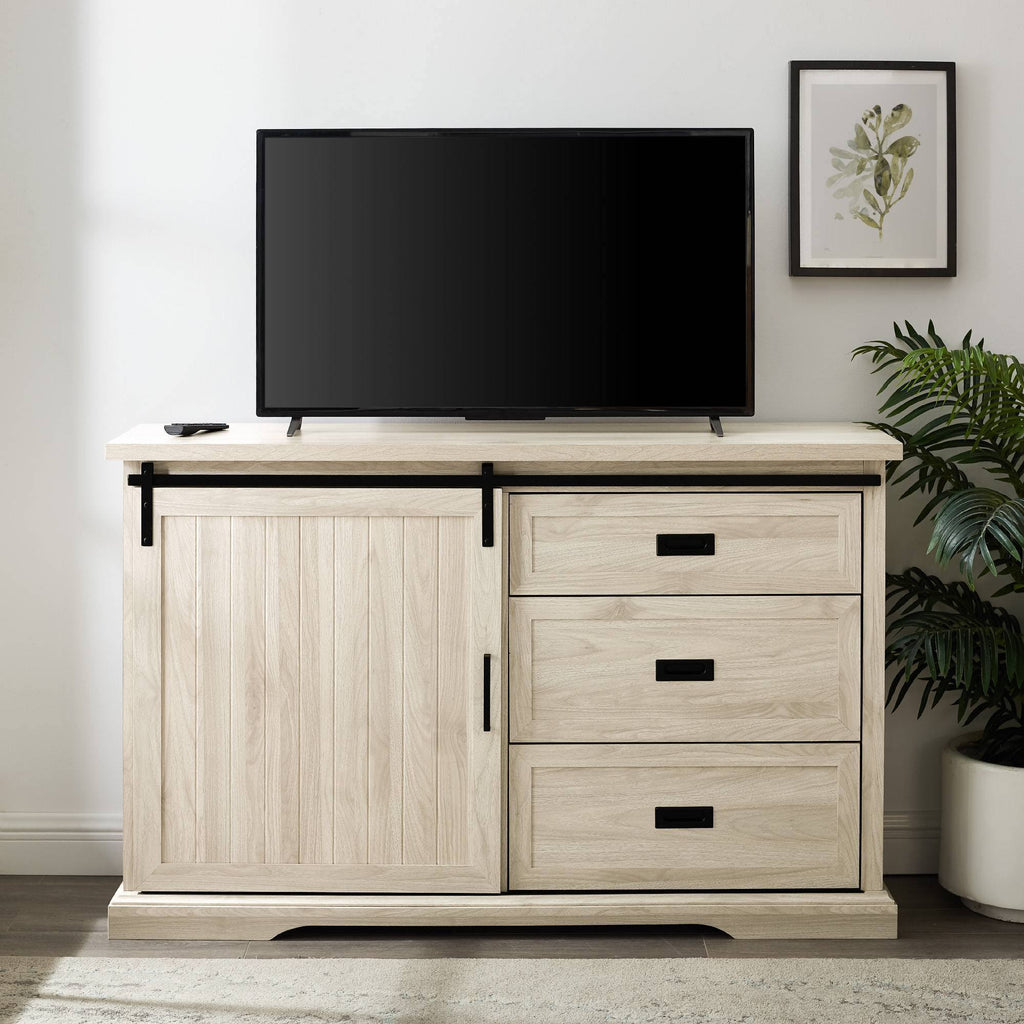 Farmhouse Sliding Door Sideboard with 3 Drawers Birch T79676