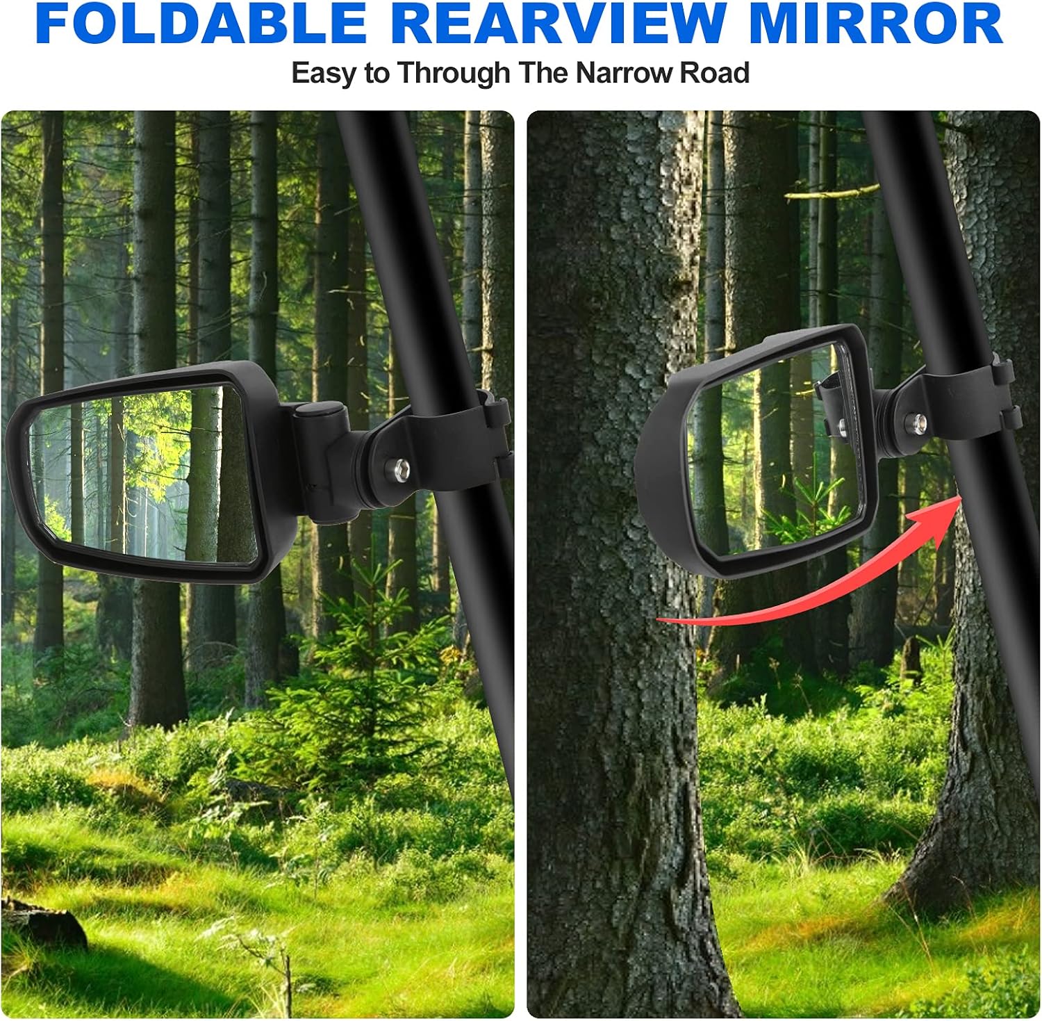 UTV Side View Mirror for 1.75 Roll Cage Bar, Adjustable Mirror Face L656001