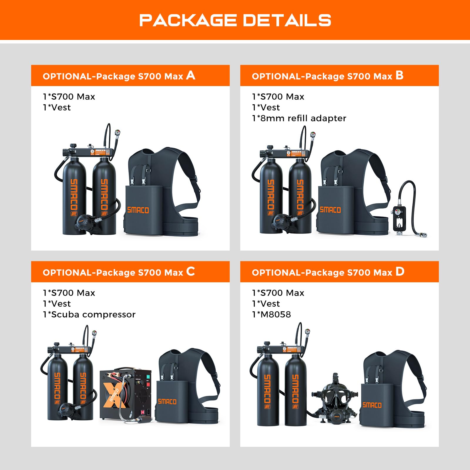 Mini Scuba Diving Tank 1.9L Double Scuba Tank Reusable Small Pony Bottle with 30-45 Mins Portable Twin Diving Air Tank Kit Diving Oxygen Cylinder P3570