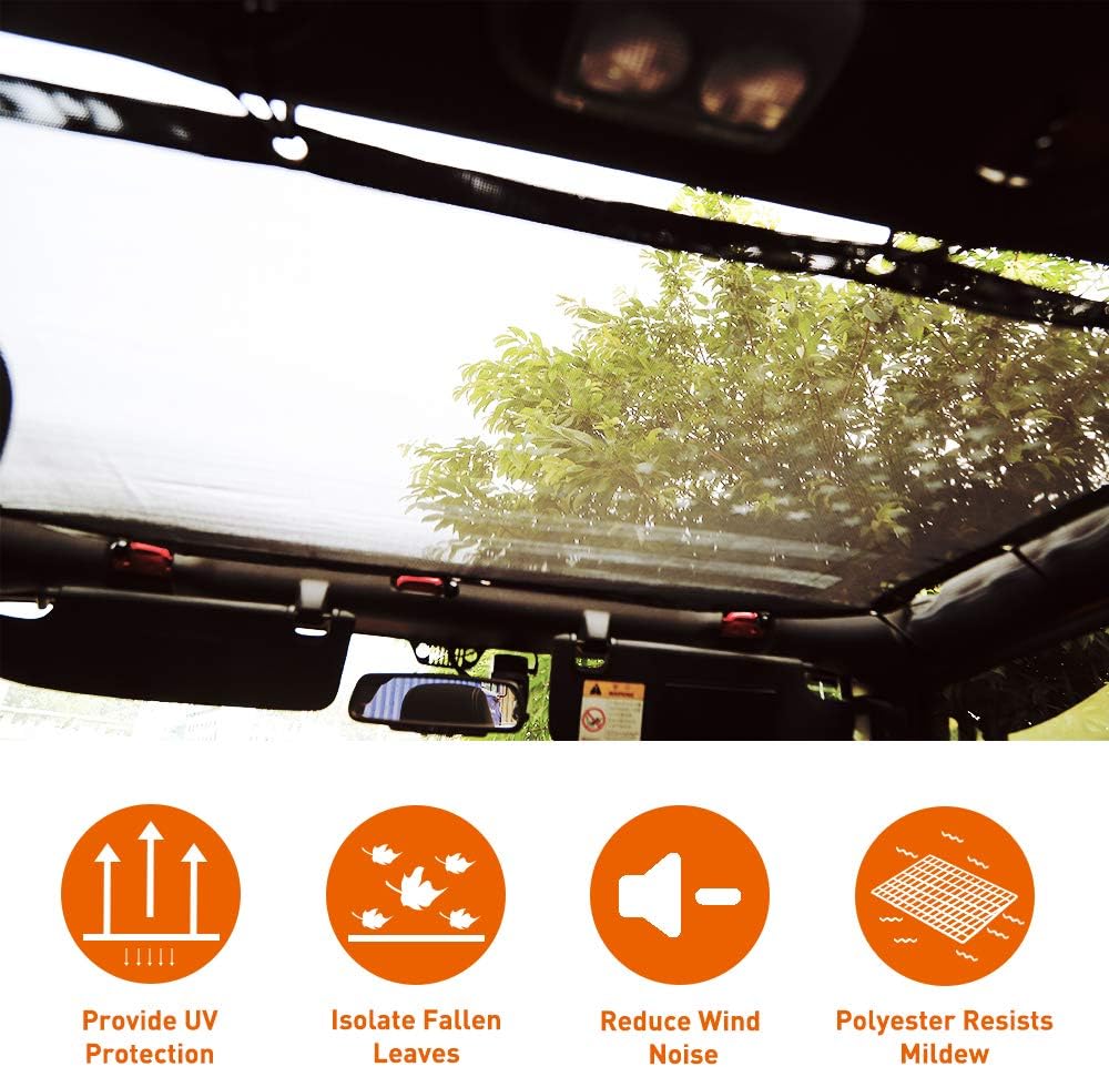 Black Mesh Shade Top Sunshade Cover for Jeep Wrangler JK JKU 2/4-Door O77271
