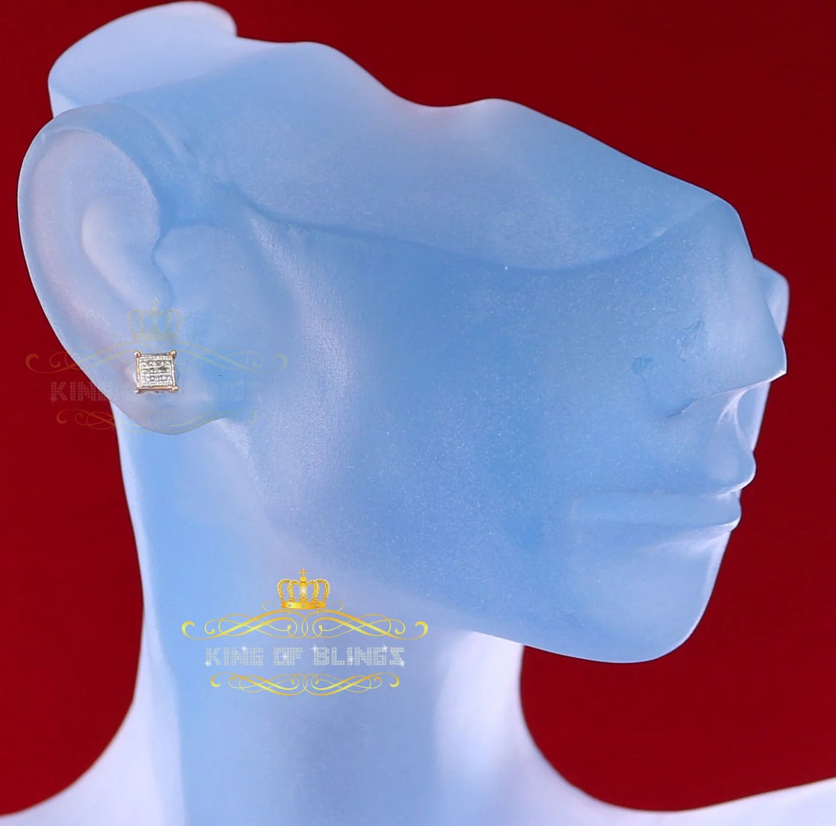 10K Real Yellow Gold Square Stud Earring O47001