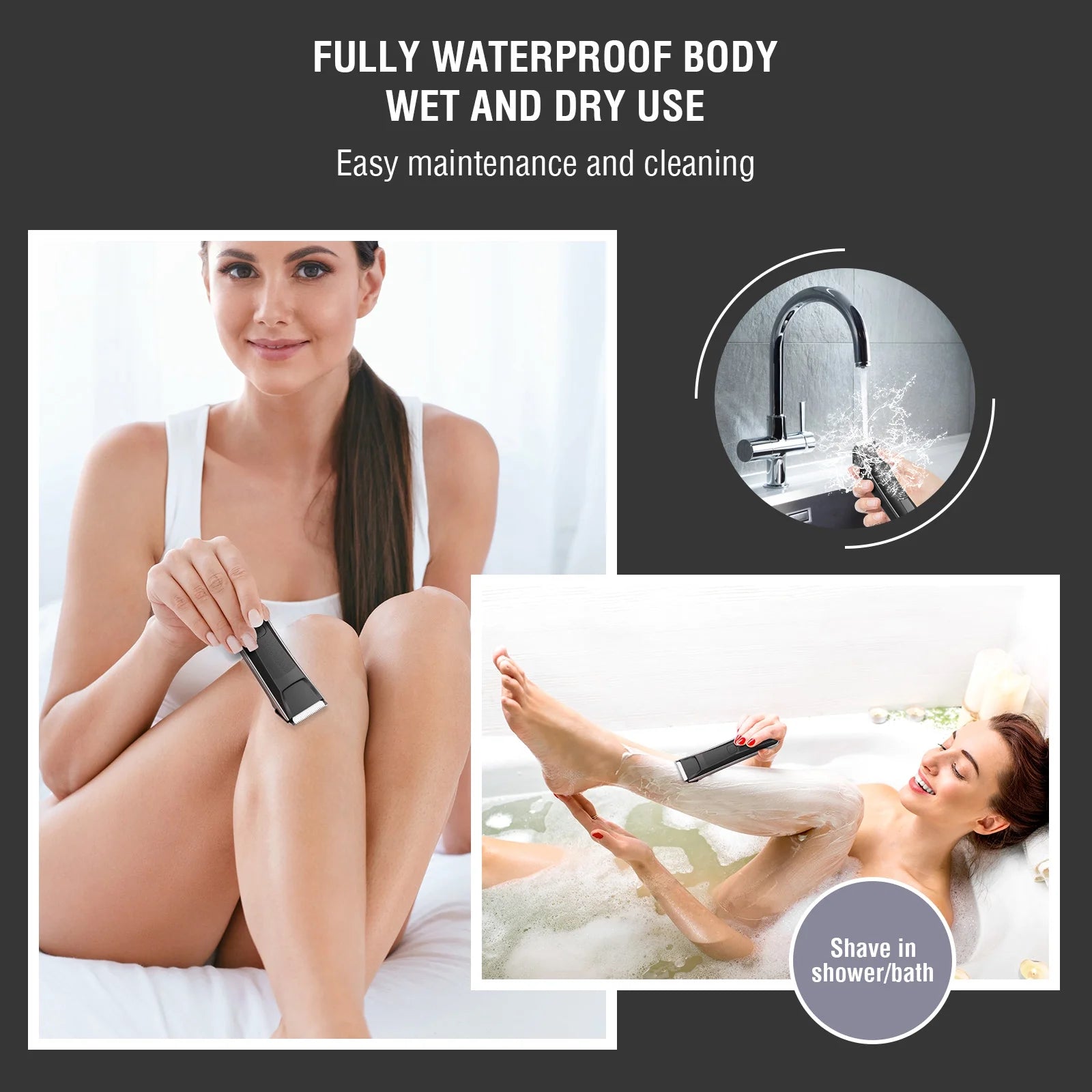 Electric Body Trimmer, IPX5 Waterproof USB Recharge F753