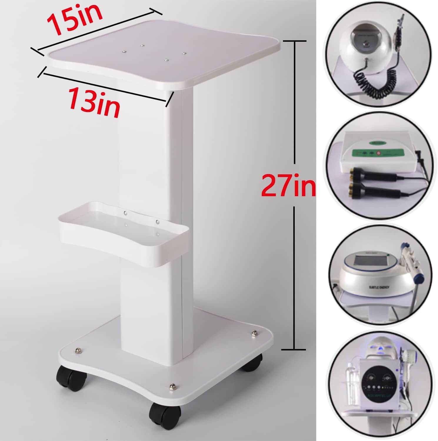 White Rolling Beauty Salon Trolley Cart with Storage Tray J57789