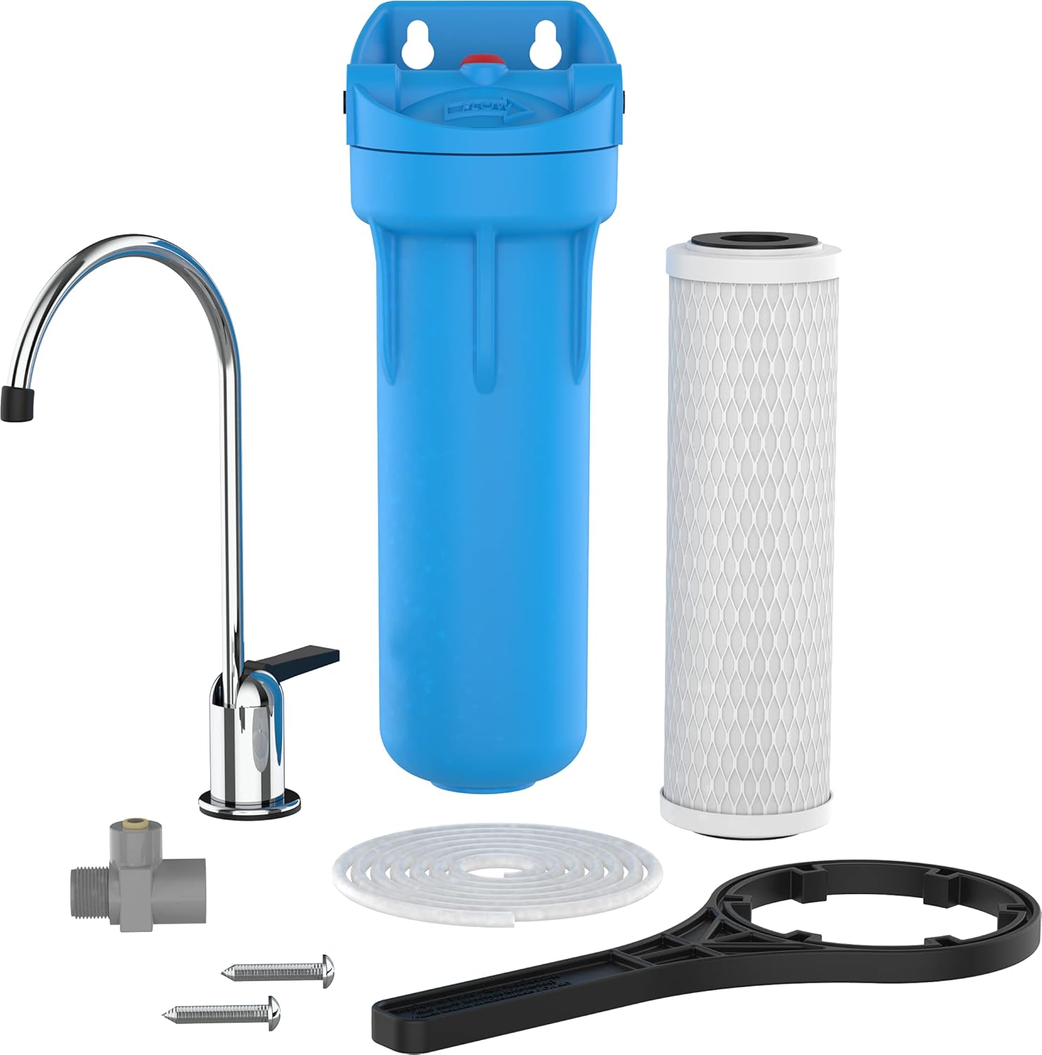 10 Premium Single-Stage Undersink Water Filtration System with Carbon Cartridge Y921181