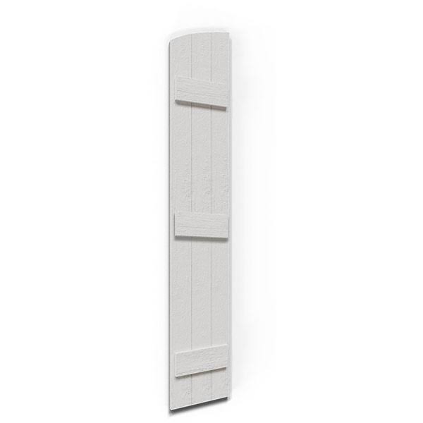 Rustic Faux Wood Shutters with Elliptical Arch Top V9493