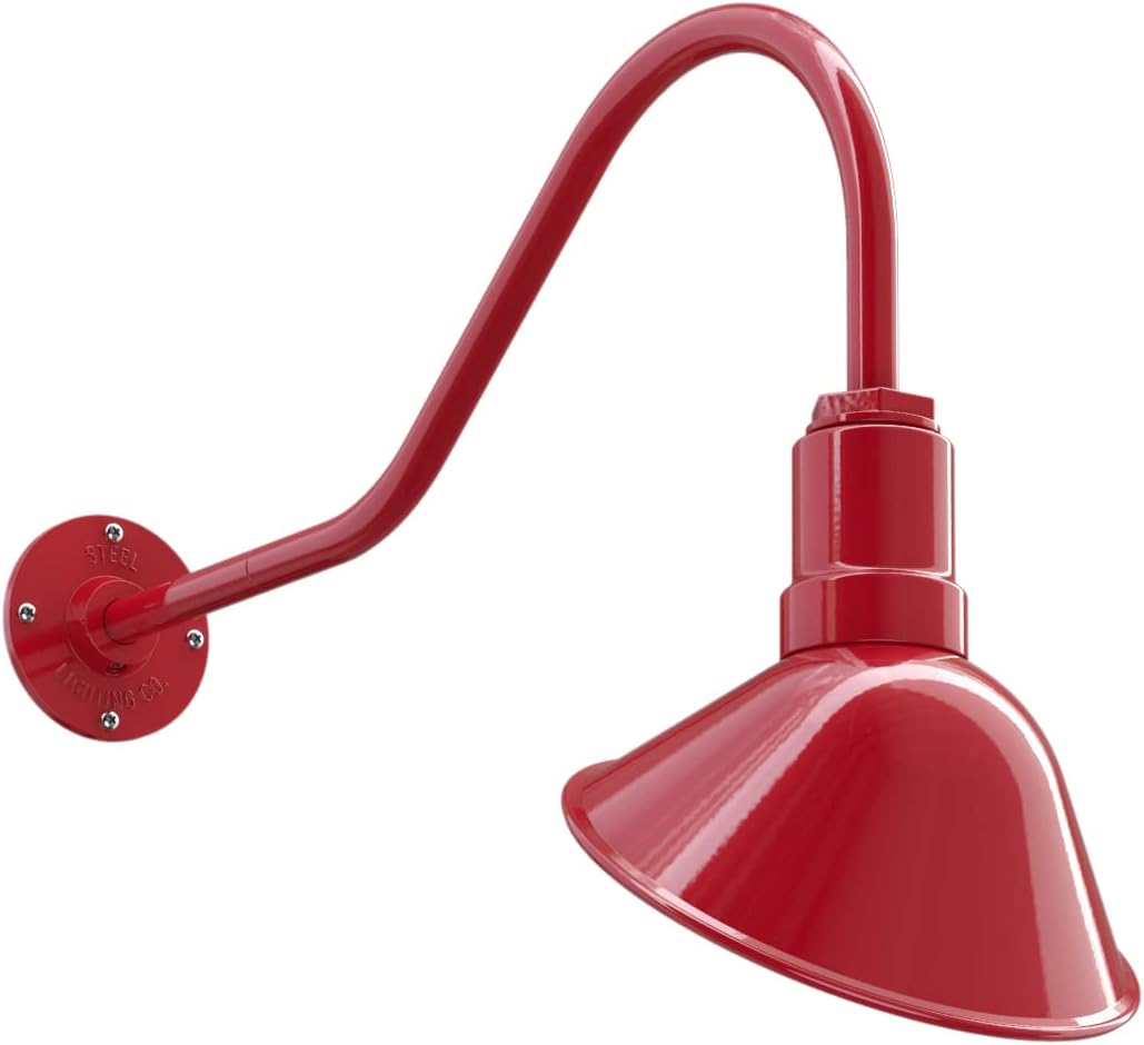 Red 9 inch Dome 11 inch Gooseneck Store Sign Light A3922