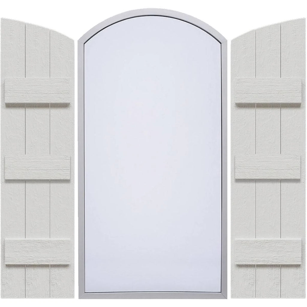 Rustic Faux Wood Shutters with Elliptical Arch Top L484750