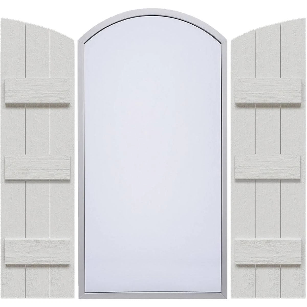 Rustic Faux Wood Shutters with Elliptical Arch Top L484750