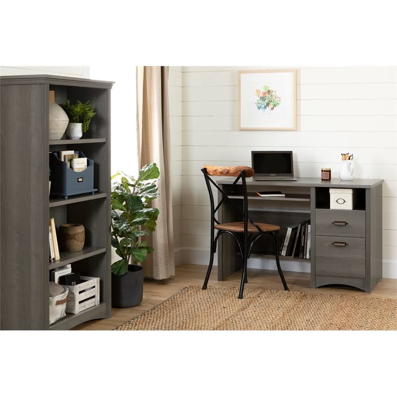 Desk and 1 Printer Cabinet Gray Maple G9896