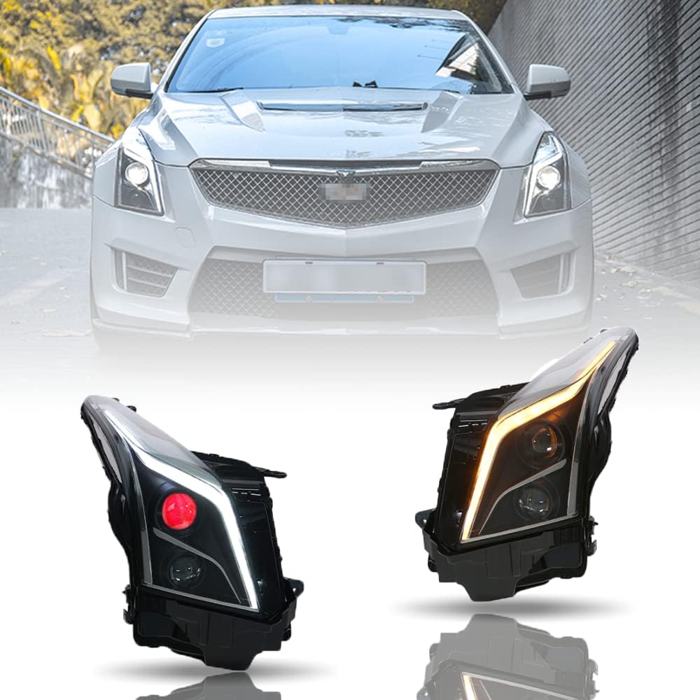 LED Headlights Assembly with Red Demon Eyes and Sequential Turn Signal M56503