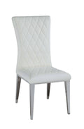 White Quilted Side Chair Set of 2 U243