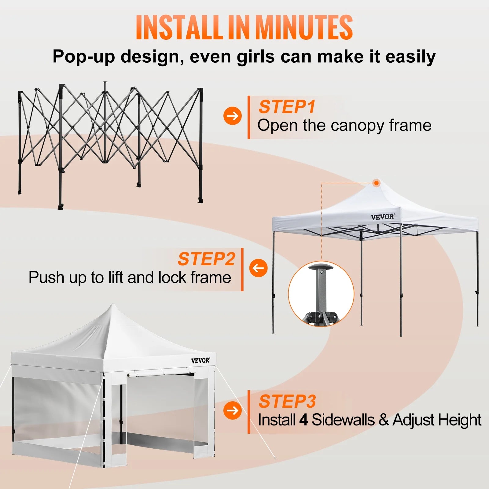 White 10 x 10 ft Pop Up Canopy Tent with Removable Sidewalls and Wheeled Bag C165149