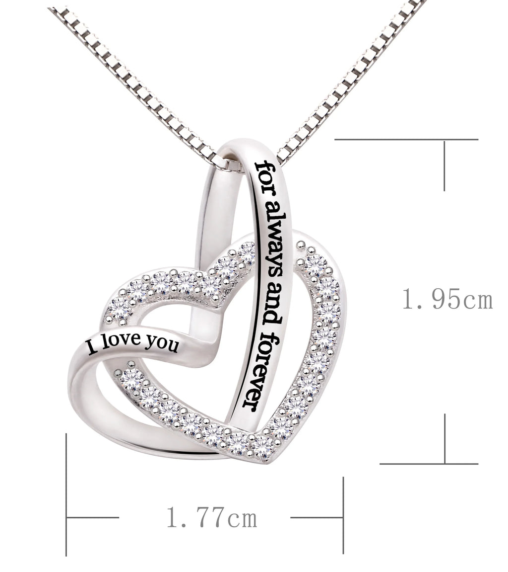 Sterling Silver Cubic Zirconia Love Heart Necklace F217