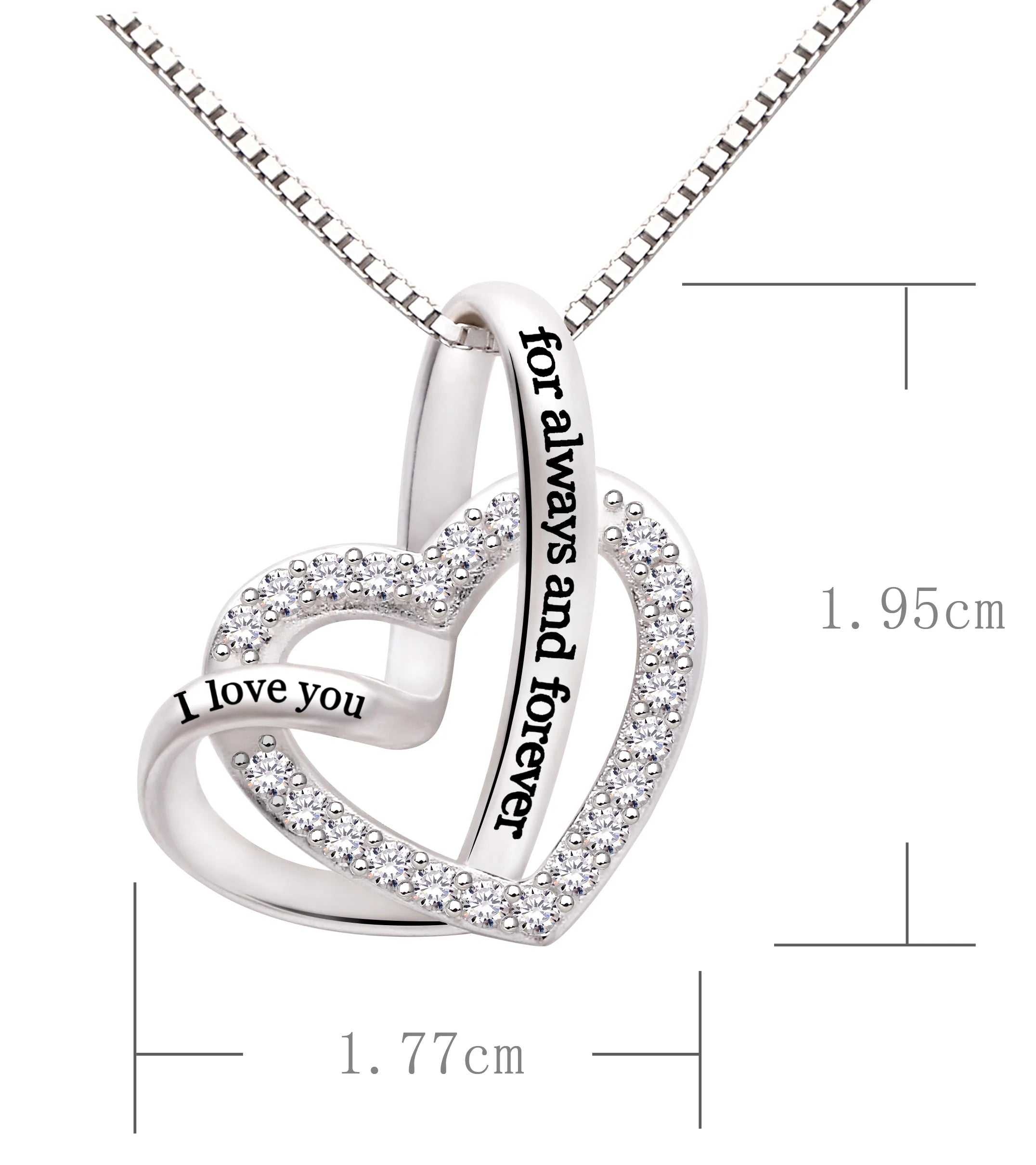 Sterling Silver Cubic Zirconia Love Heart Necklace F217