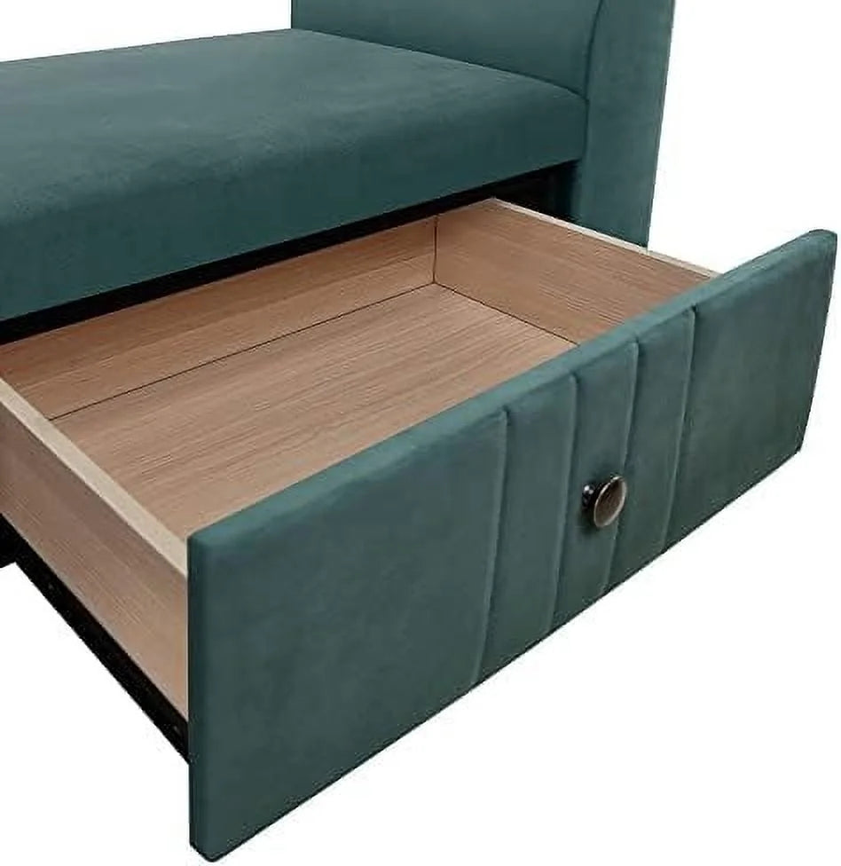 Velvet Tufted Ottoman Bench with Pillow M427011