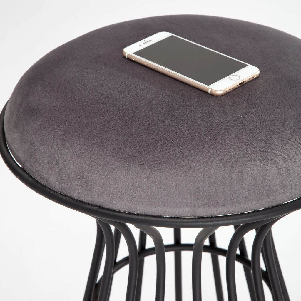 Black and Gray Velvet Vanity Stool N227