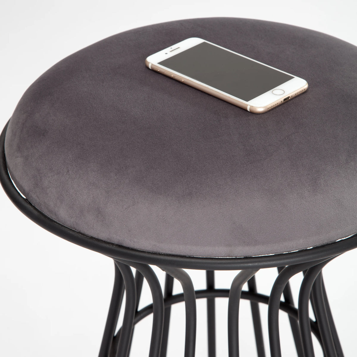 Black and Gray Velvet Vanity Stool N227