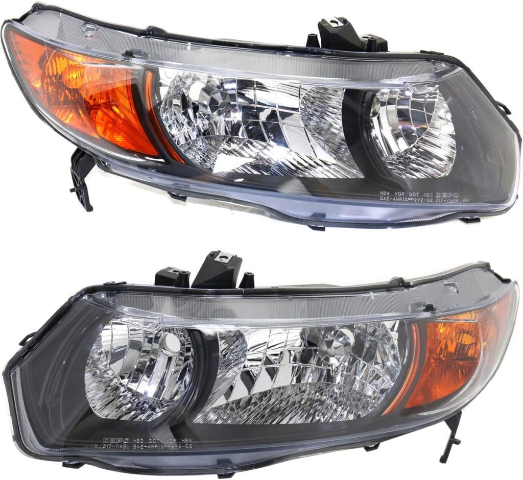 Honda Civic Headlight Assembly Pair Coupe CAPA Certified E3716