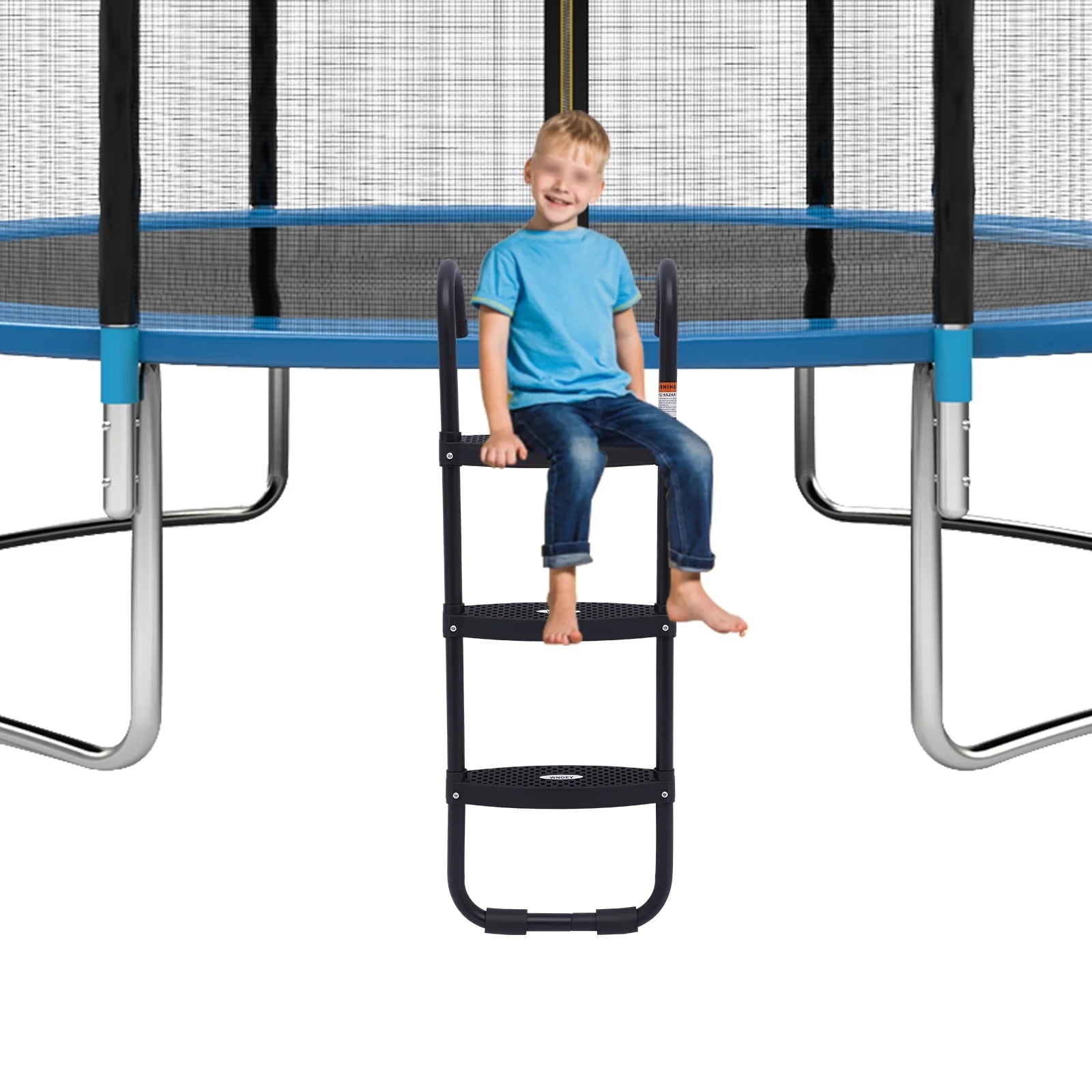 Black Trampoline Ladder 3 Wide with Anti-Slip Steps Steel 14X42in U814921