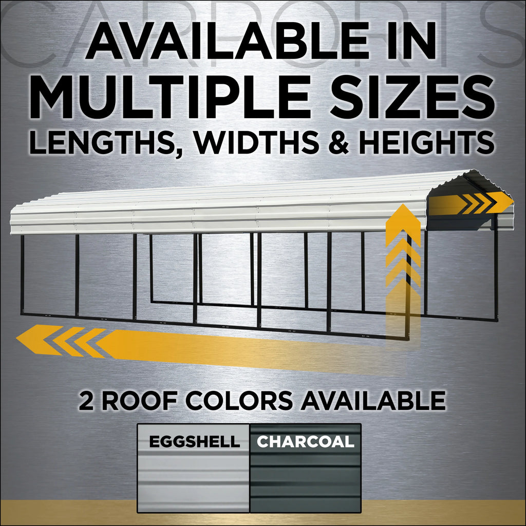 Galvanized Steel Carport 12 x 24 x 7 ft. A8441