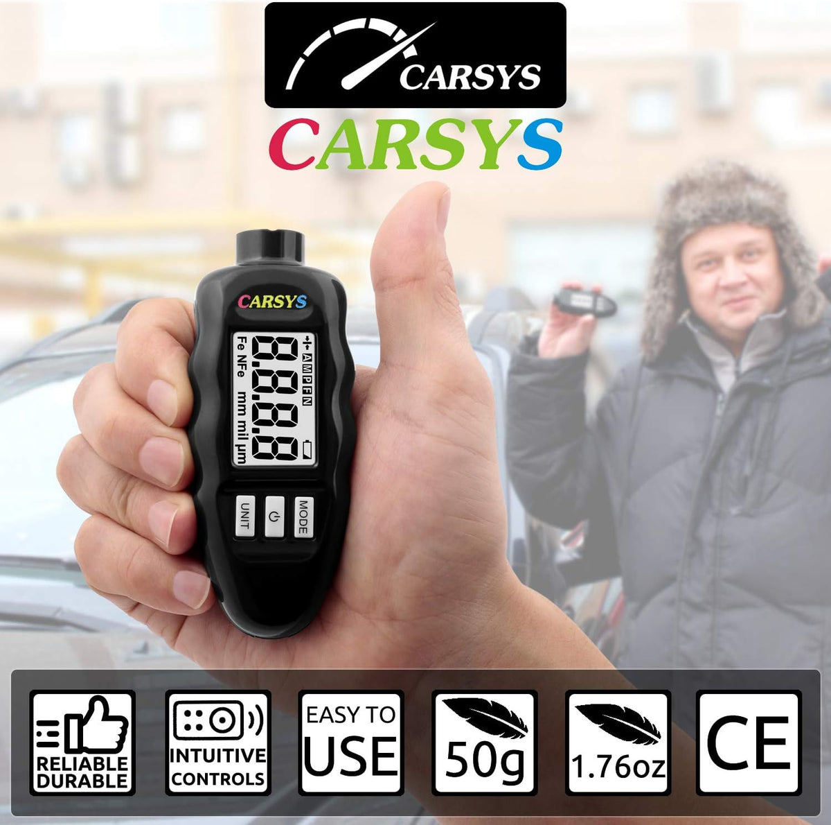 Coating Thickness Gauge Paint Meter, Range 0-137 mils, Ferrous, Non-Ferrous, LCD with Backlight, Precision Probe D45836