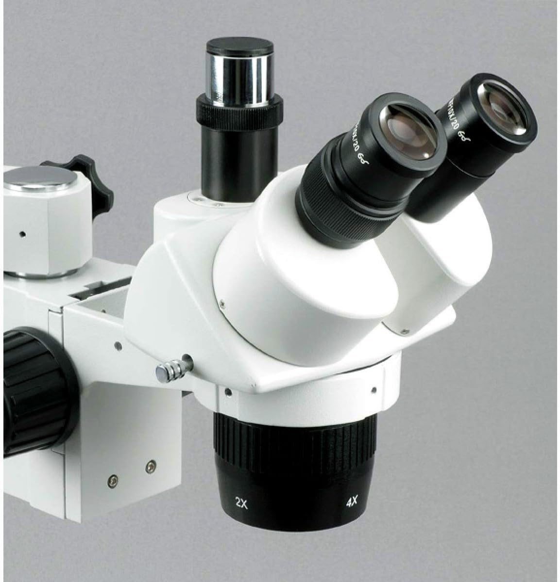 Trinocular Stereo Microscope, 10X/20X/40X Magnification, 2X/4X Objective, Single-Arm Boom Stand, 0.5x Barlow Lens C654644