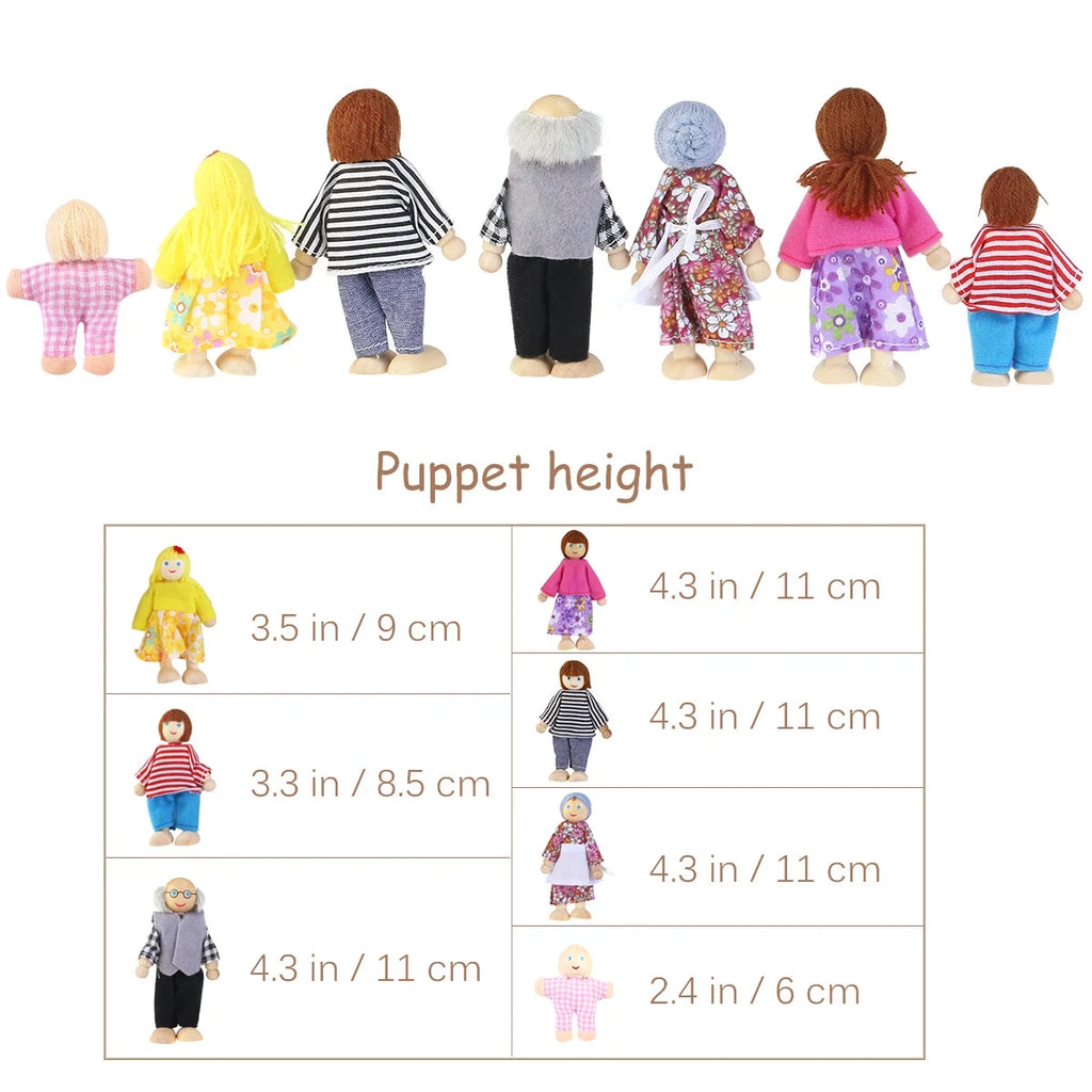 Set of 7 Wooden Dollhouse Figures A27848