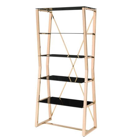 Gold 4-Shelf Steel and Glass Bookcase X229523