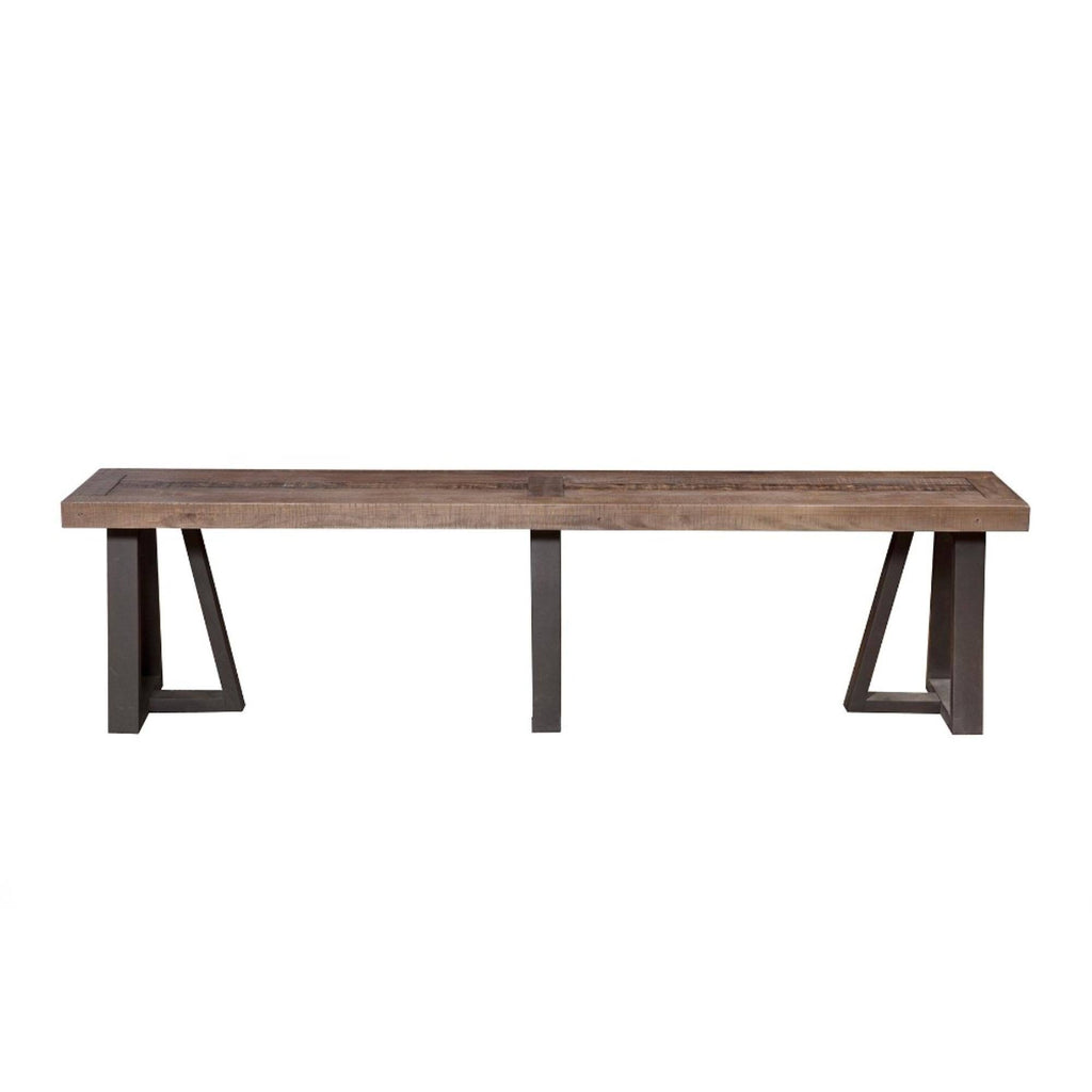 Wood and Metal Dining Bench Brown W262109