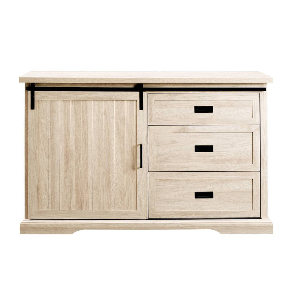 Farmhouse Sliding Door Sideboard with 3 Drawers Birch T79676