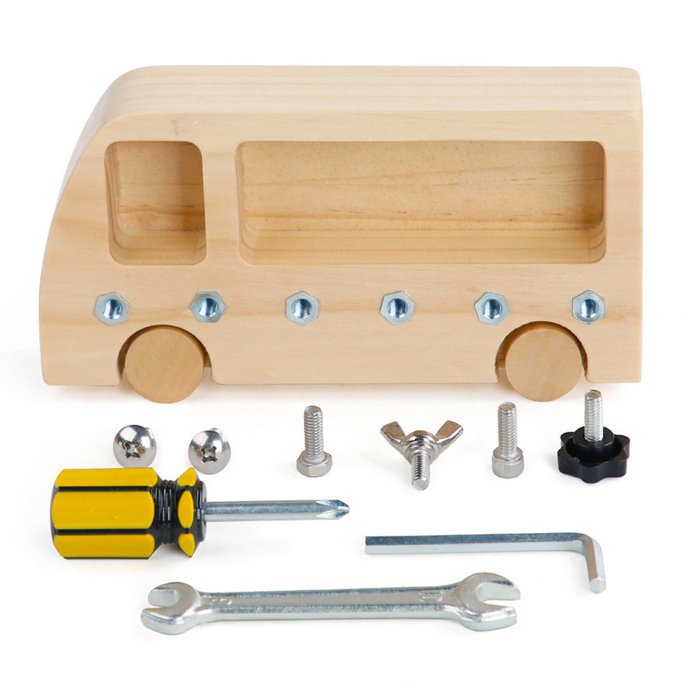 Montessori Screw Driver Board Wooden Busy Bus Sensory Toy Z8633