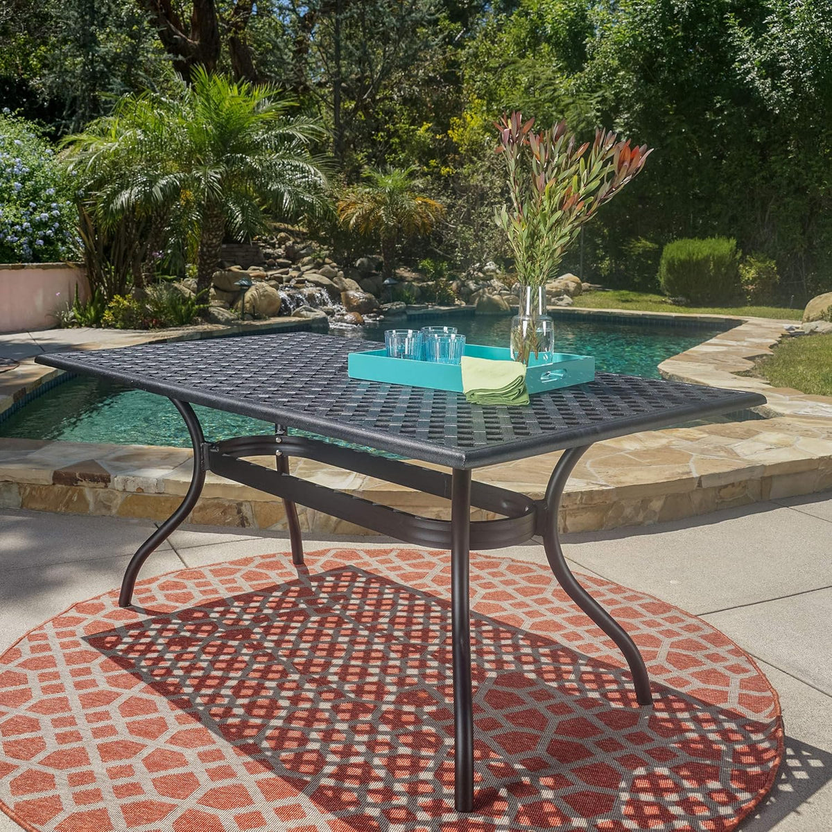 Black Sand Cast Aluminum Rectangle Table D2185