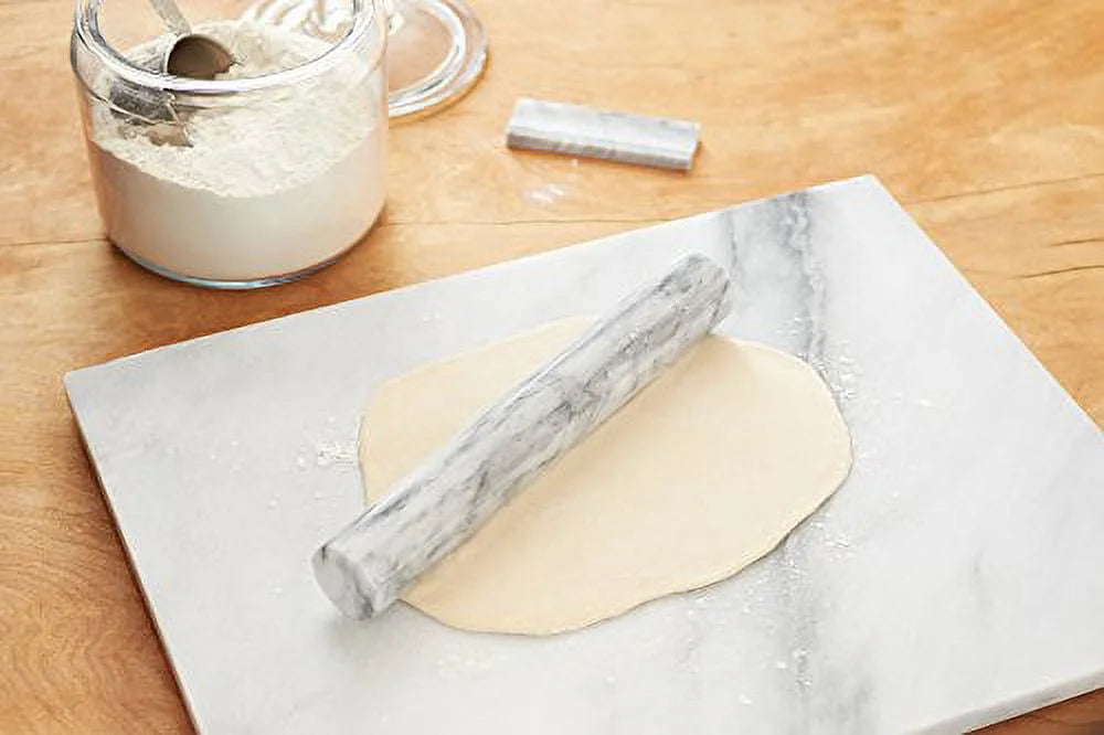 White Marble French Rolling Pin with Base D9239